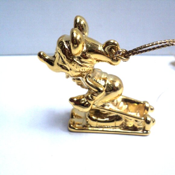 Disney Mickey Mouse Skiing Gold-toned Ornament Lenox 1997 Edition Christmas Xmas - Picture 1 of 4